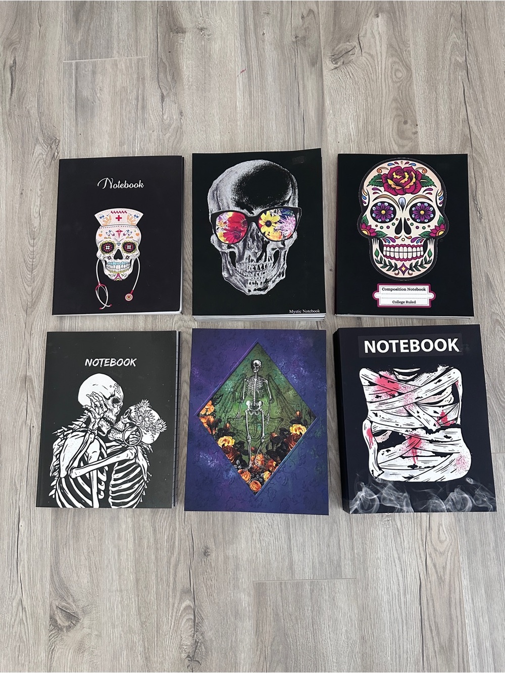 Skull & Gothic Design Hardcover Notebooks Set of 7